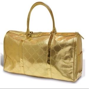 BCBGMAXAZRIA gold metallic gym tote duffel bag